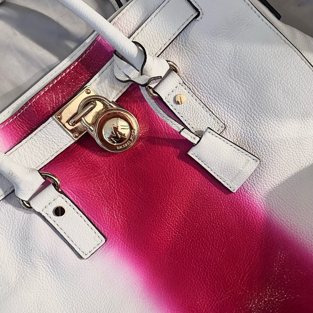 Michael Kors White and Pink Large Shoulder Bag